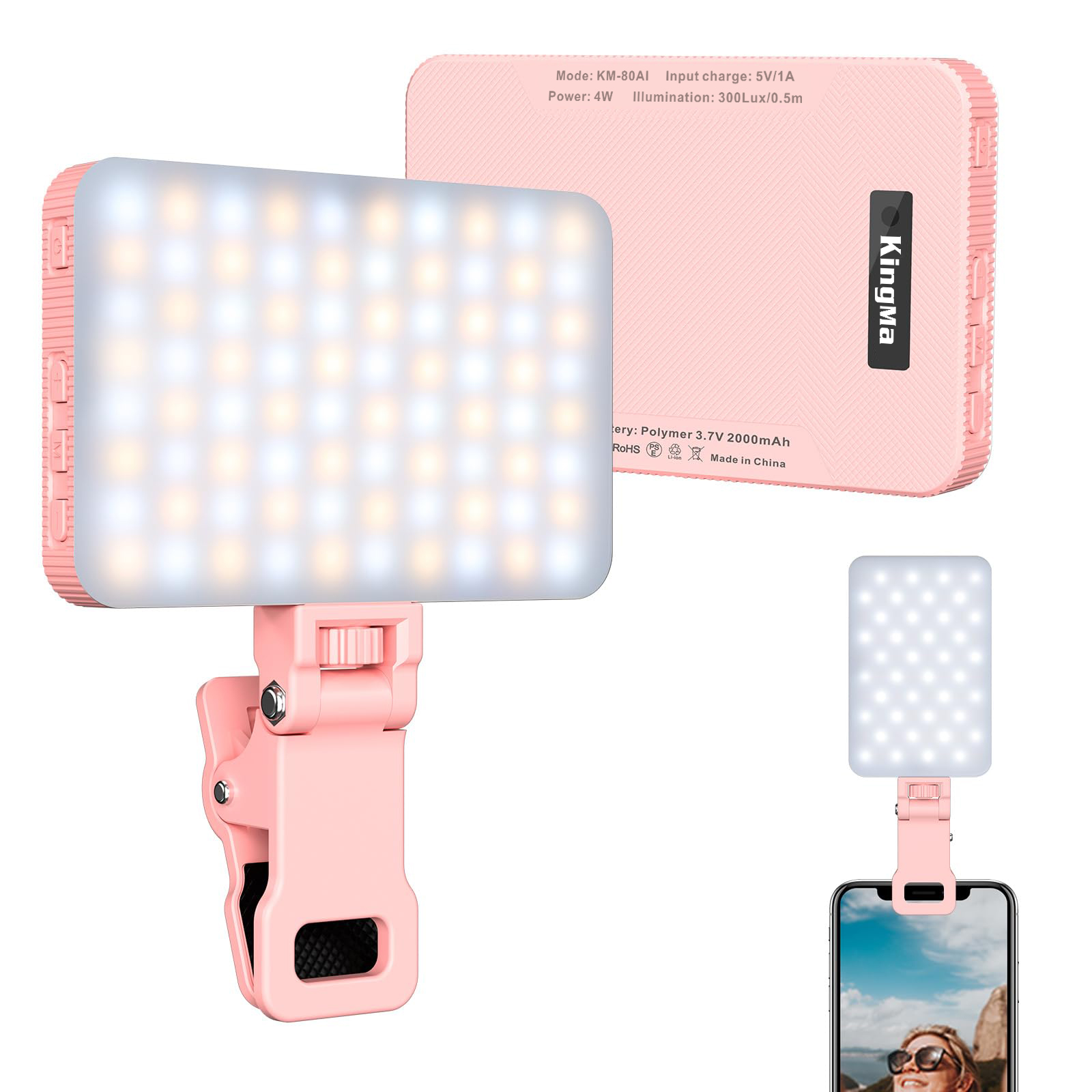 Lighting Gallery - King Ma Pink Rechargeable Selfie Light